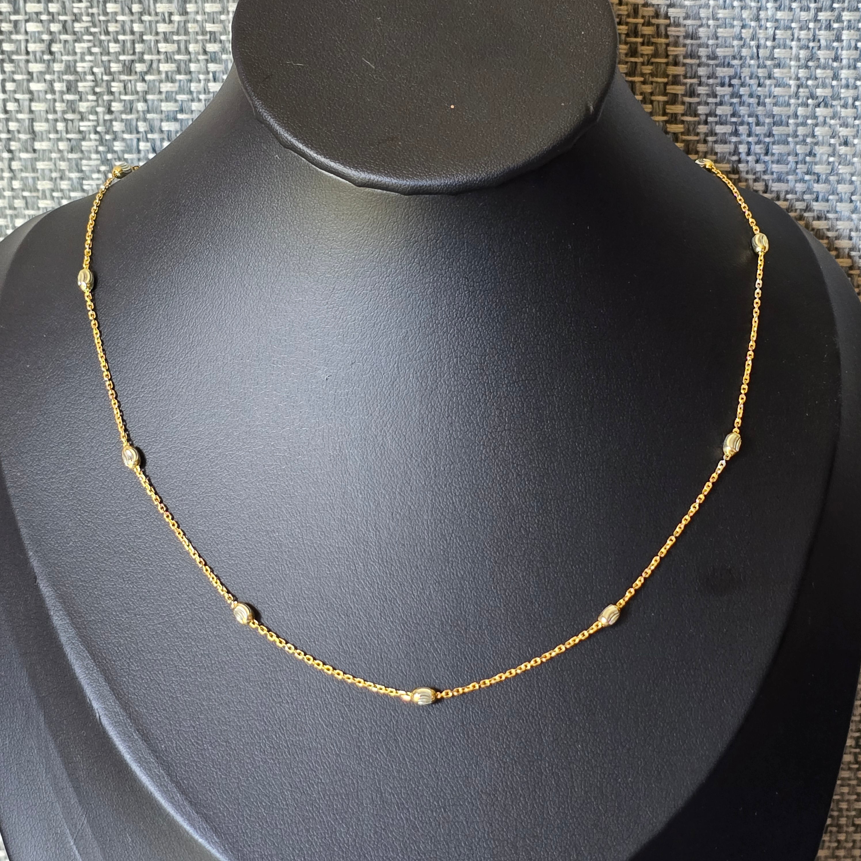 Oval Cz Ball Gold Necklace