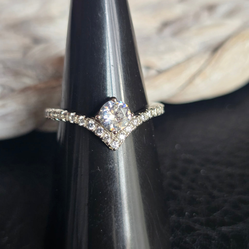 Cz Wishbone ring