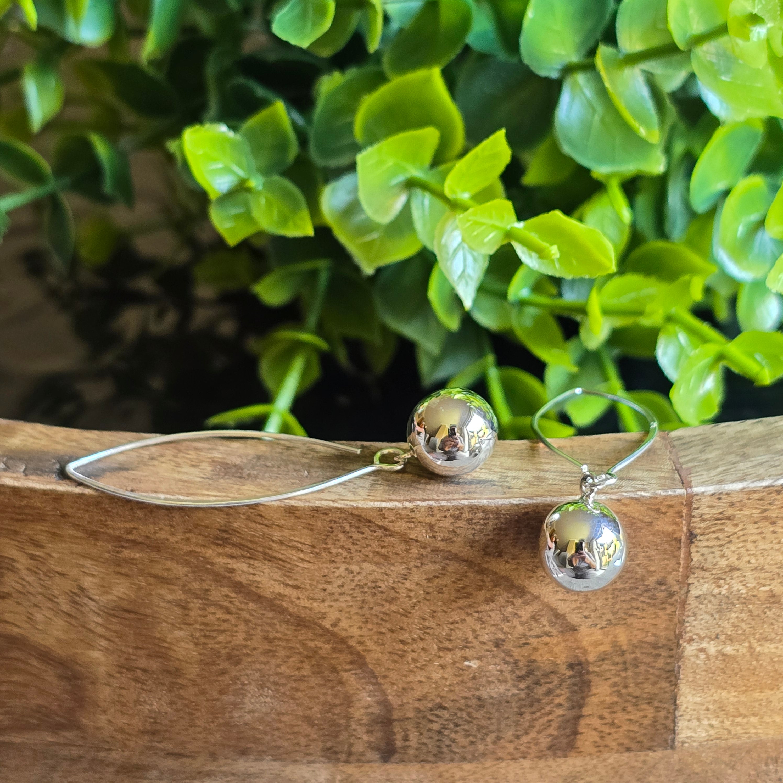 10mm Silver Ball Dangling Earrings