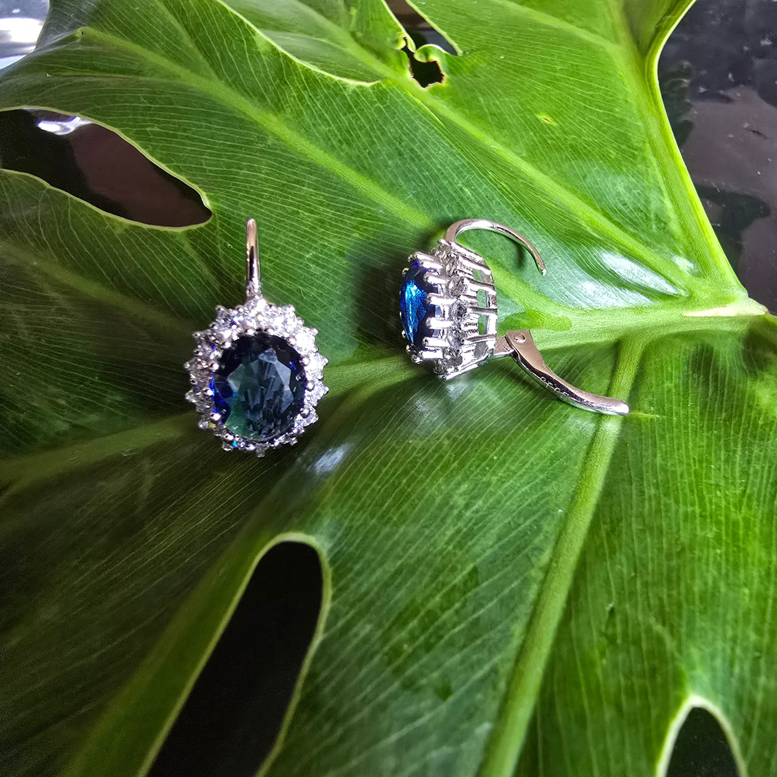 18mm Oval Blue Topaz Safety Clips
