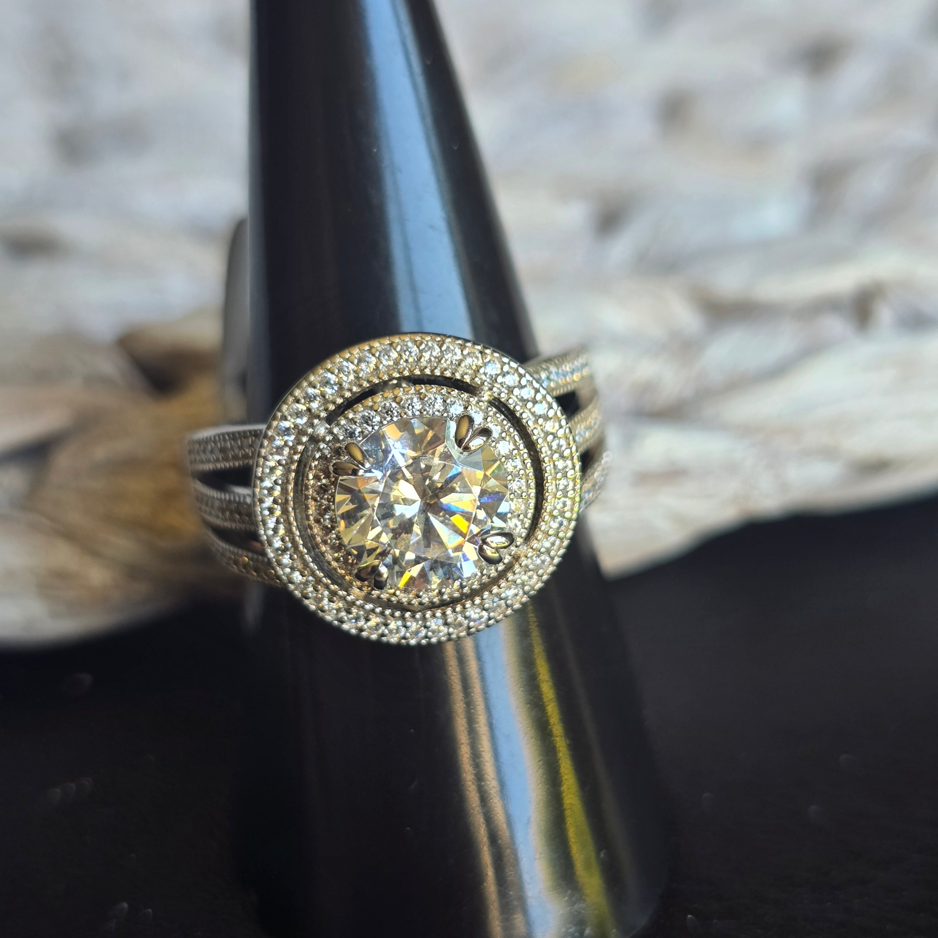 Round Double Halo ring