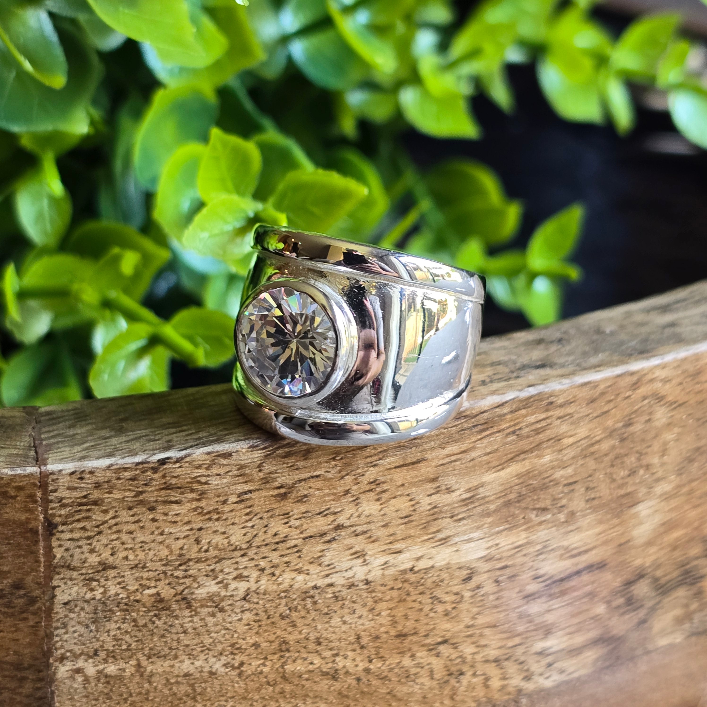 Round Cz Plain Ring