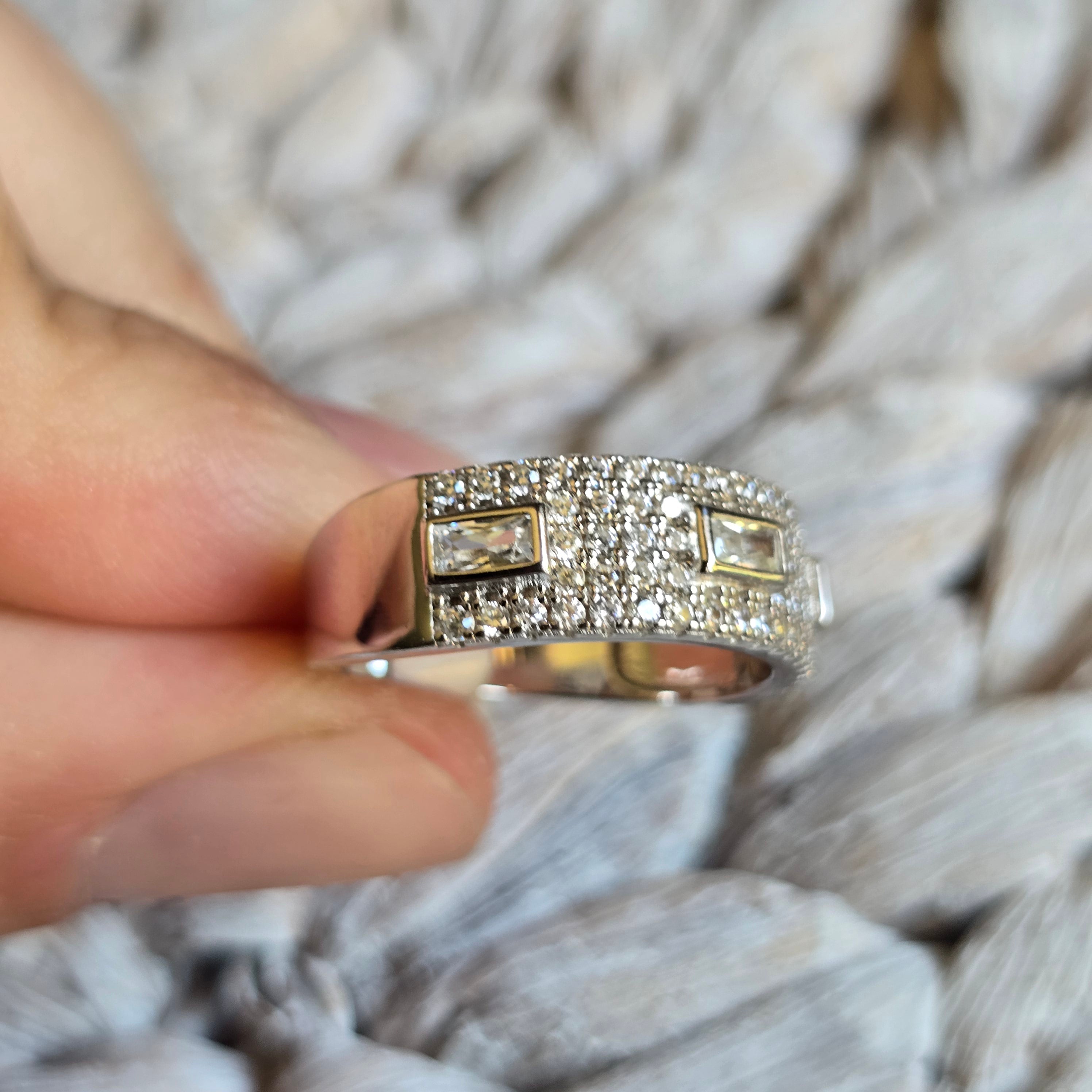 Tri Emerald Cut Cz ring