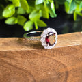 Red Garnet Oval Cz Halo ring