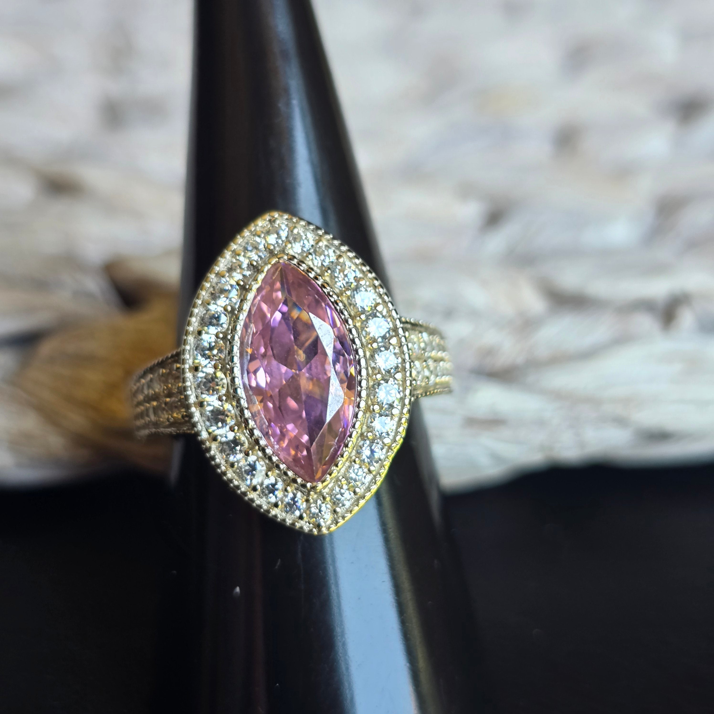 Pink Cz Marquise ring