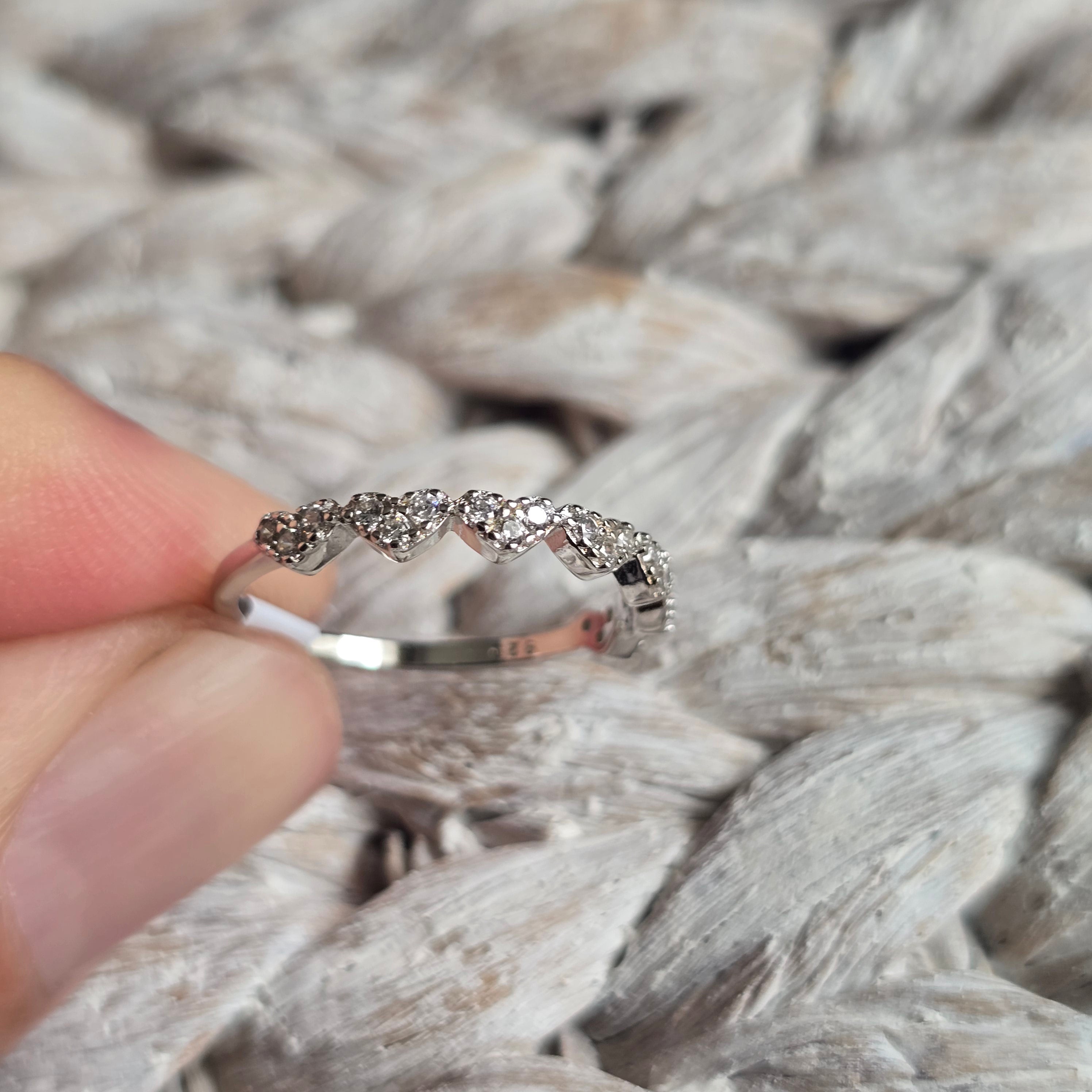 Heart Stack Cz ring