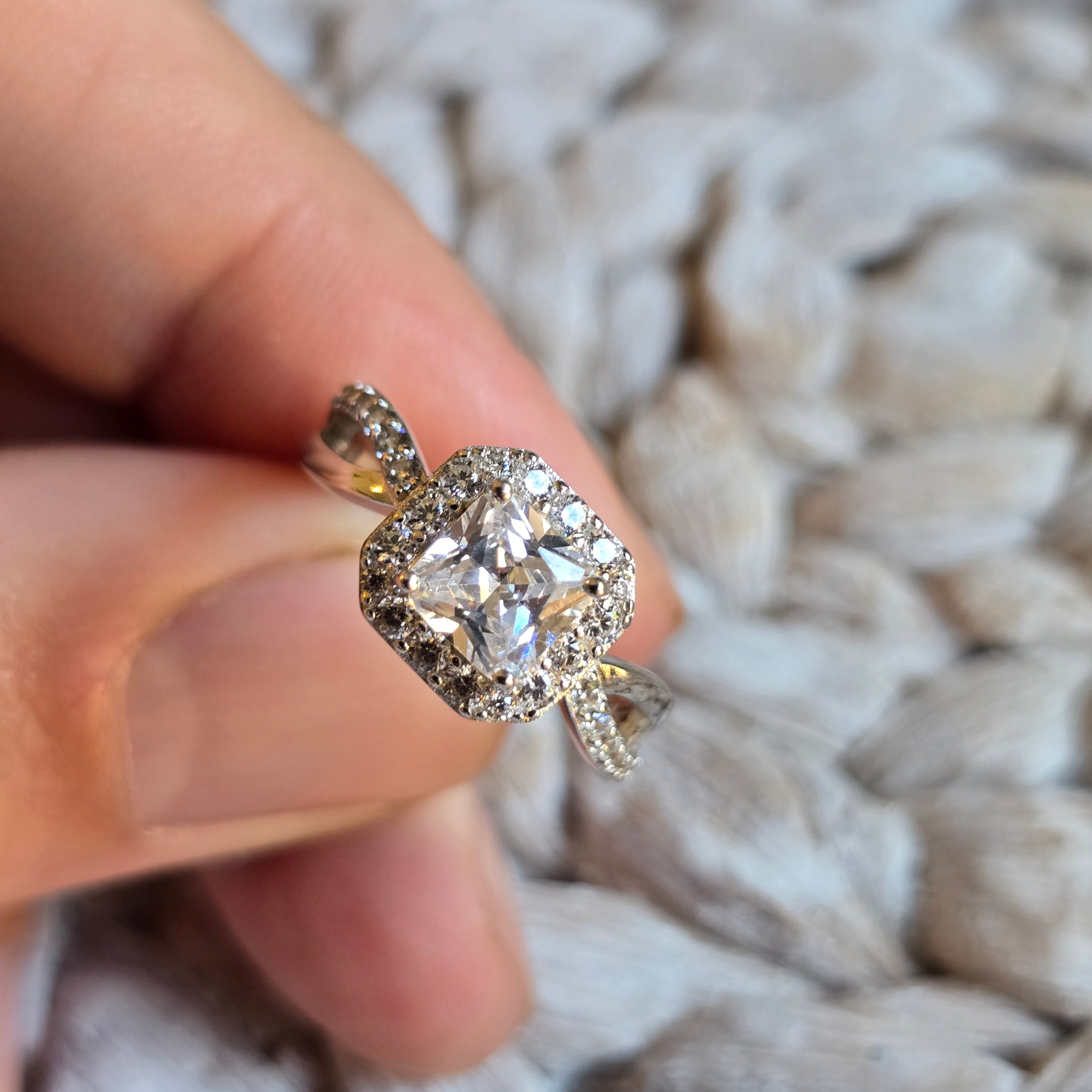 Square Halo Cz ring