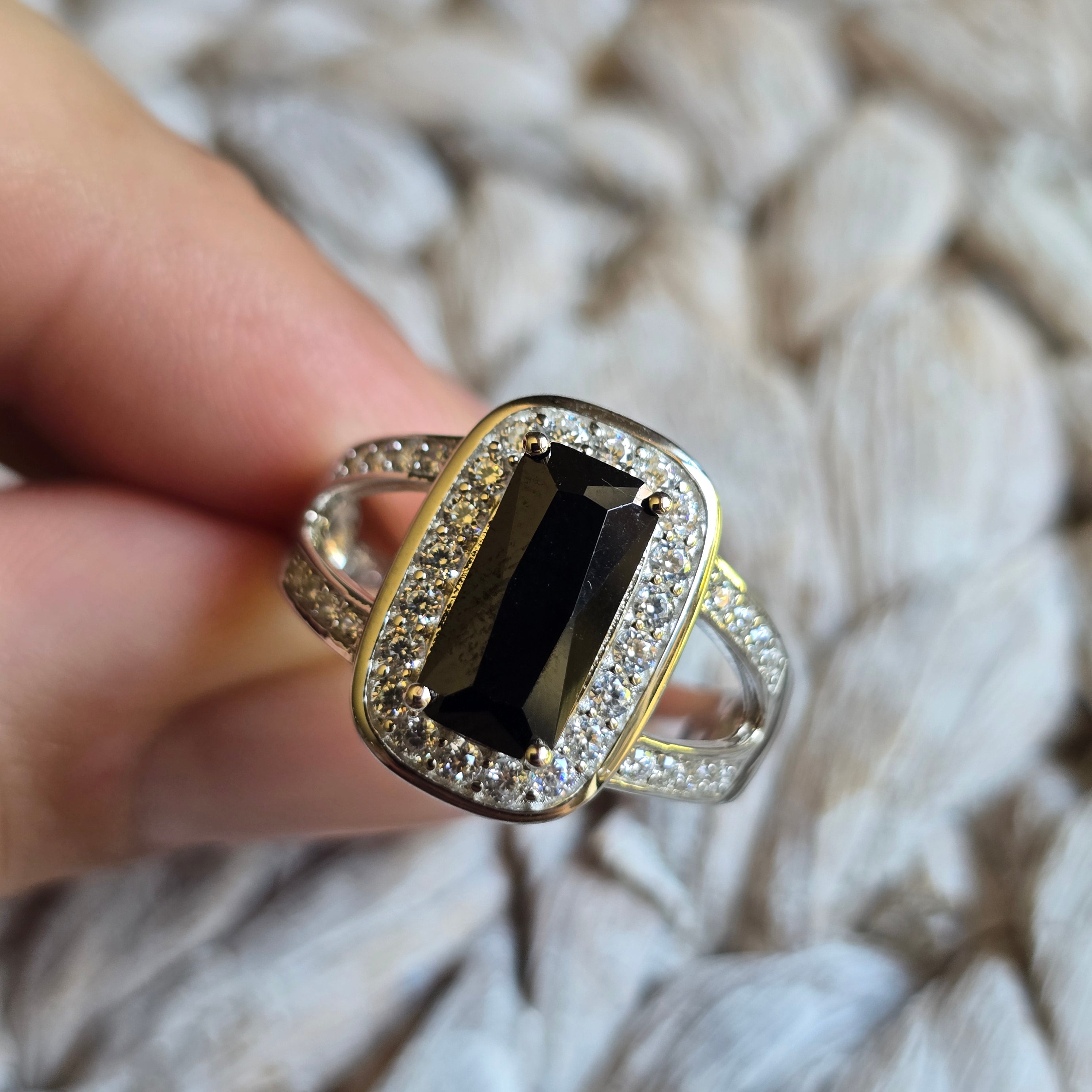 Black Onyx Emerald cut ring