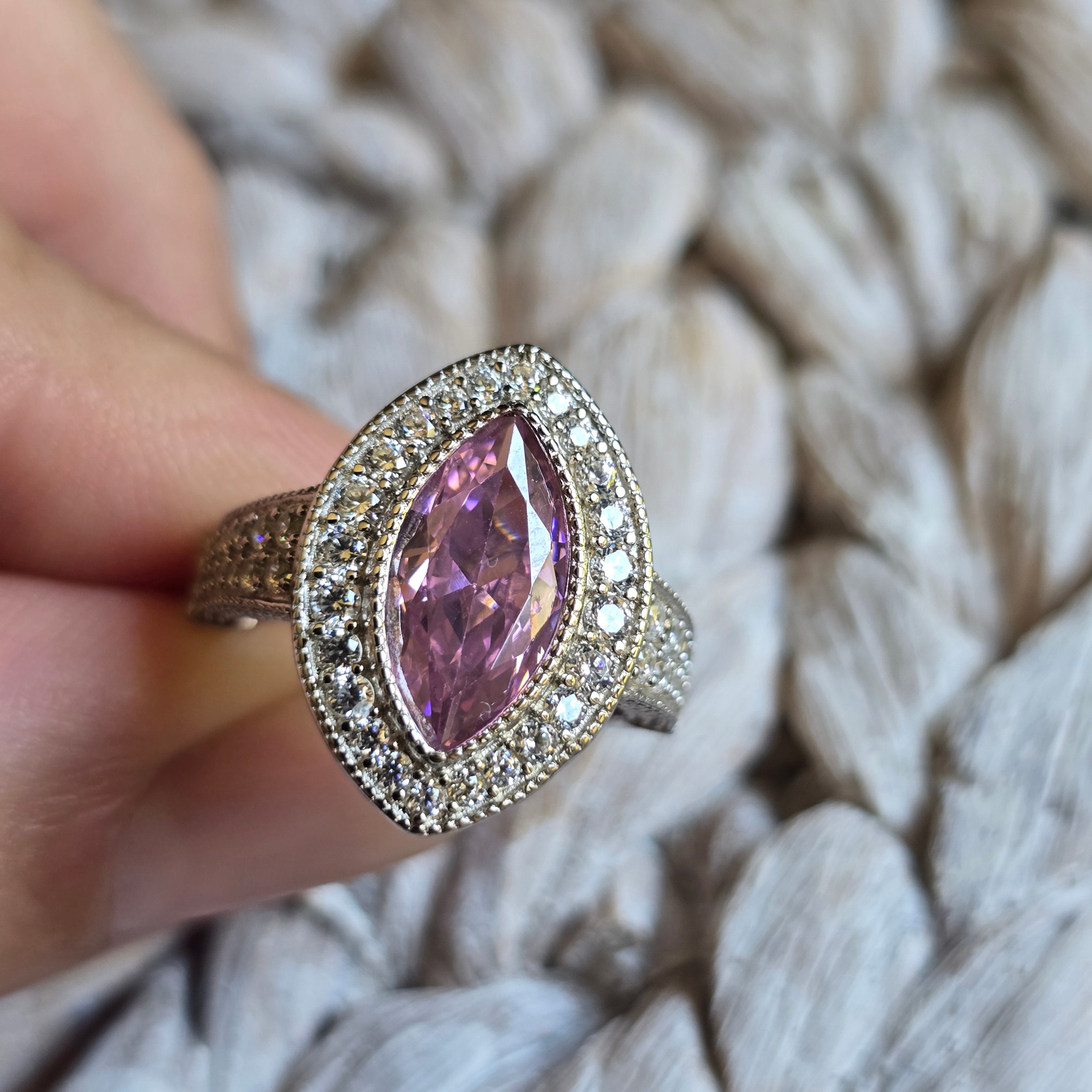 Pink Cz Marquise ring