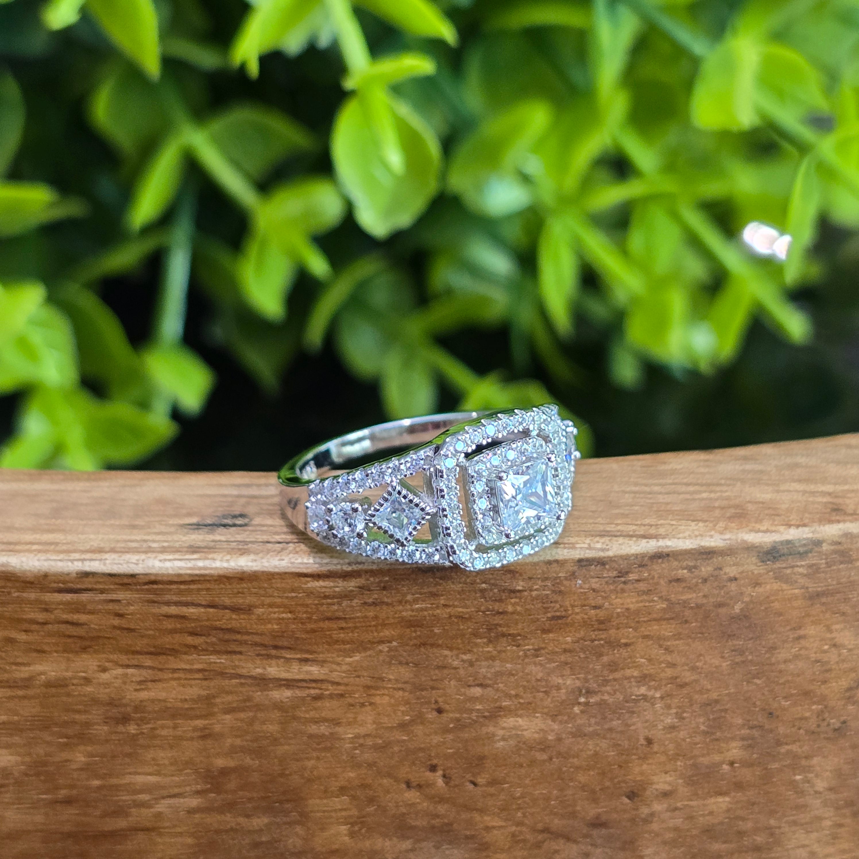 Square Halo Cz ring