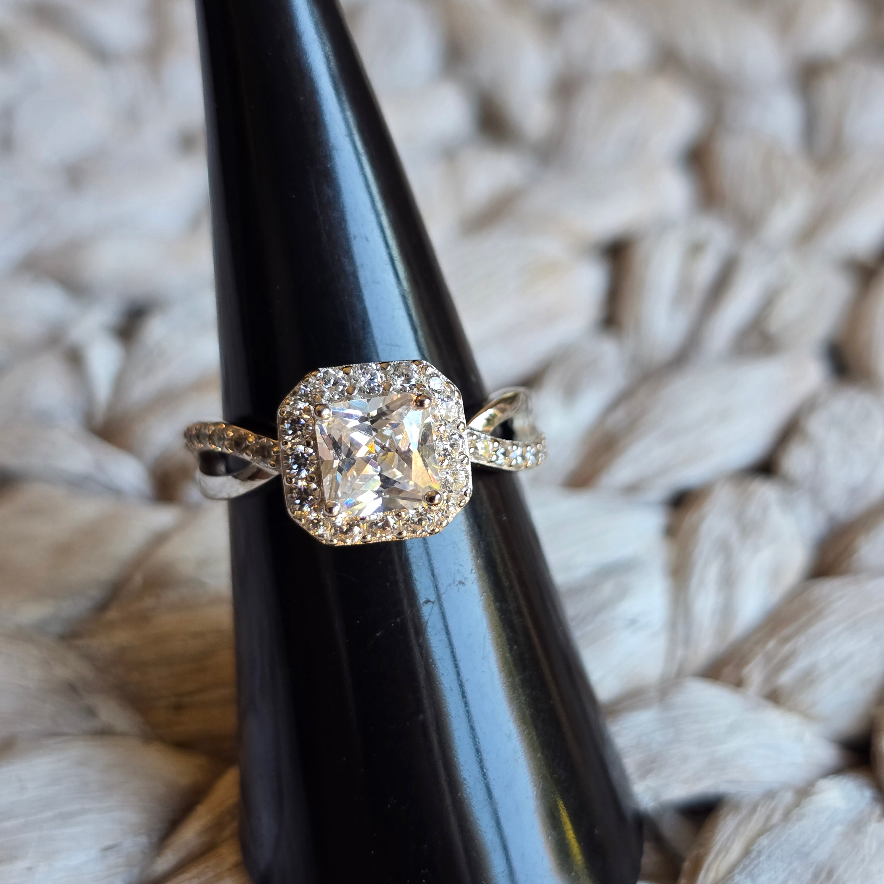 Square Halo Cz ring