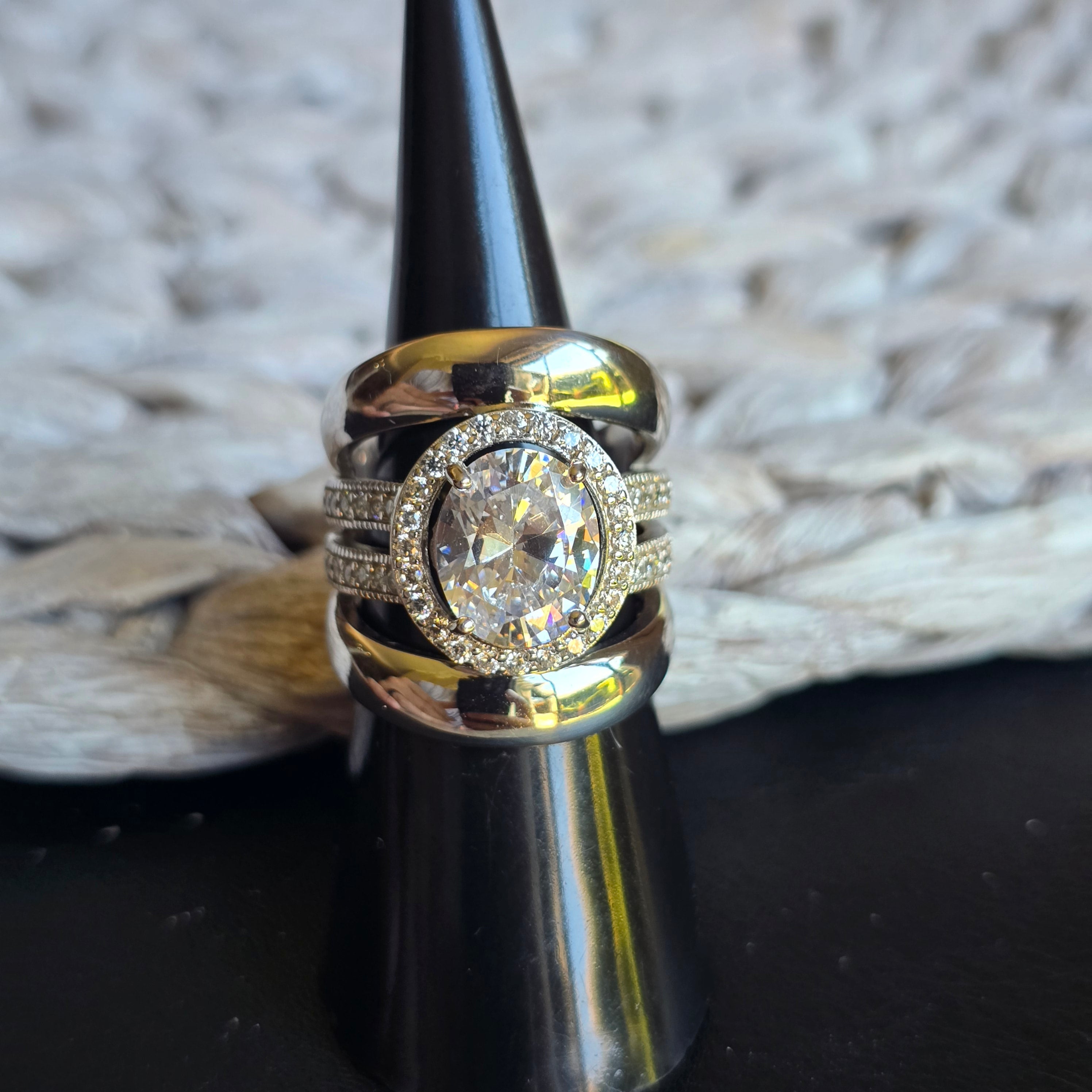 Oval Cz Halo ring