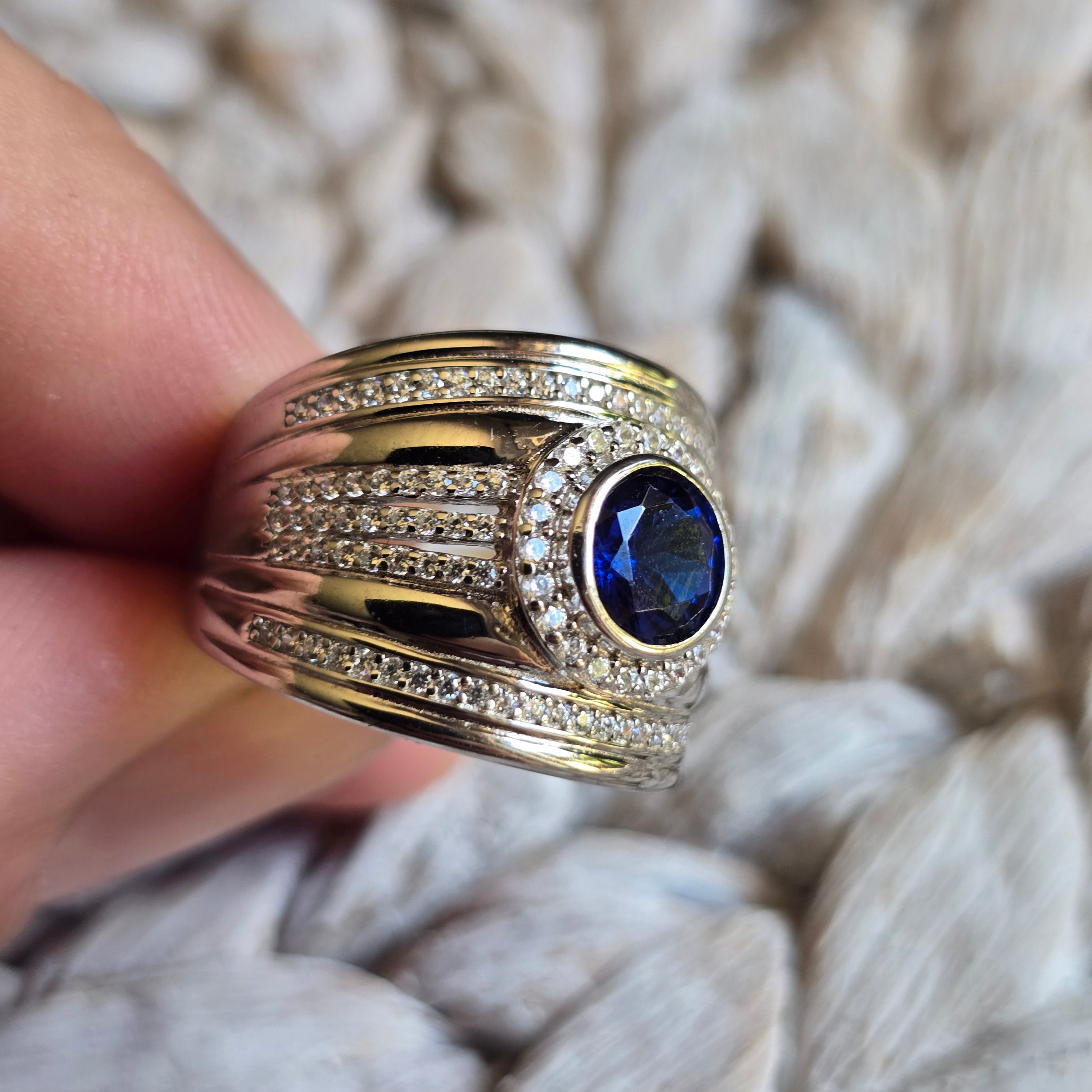 Blue Topaz Round Halo ring