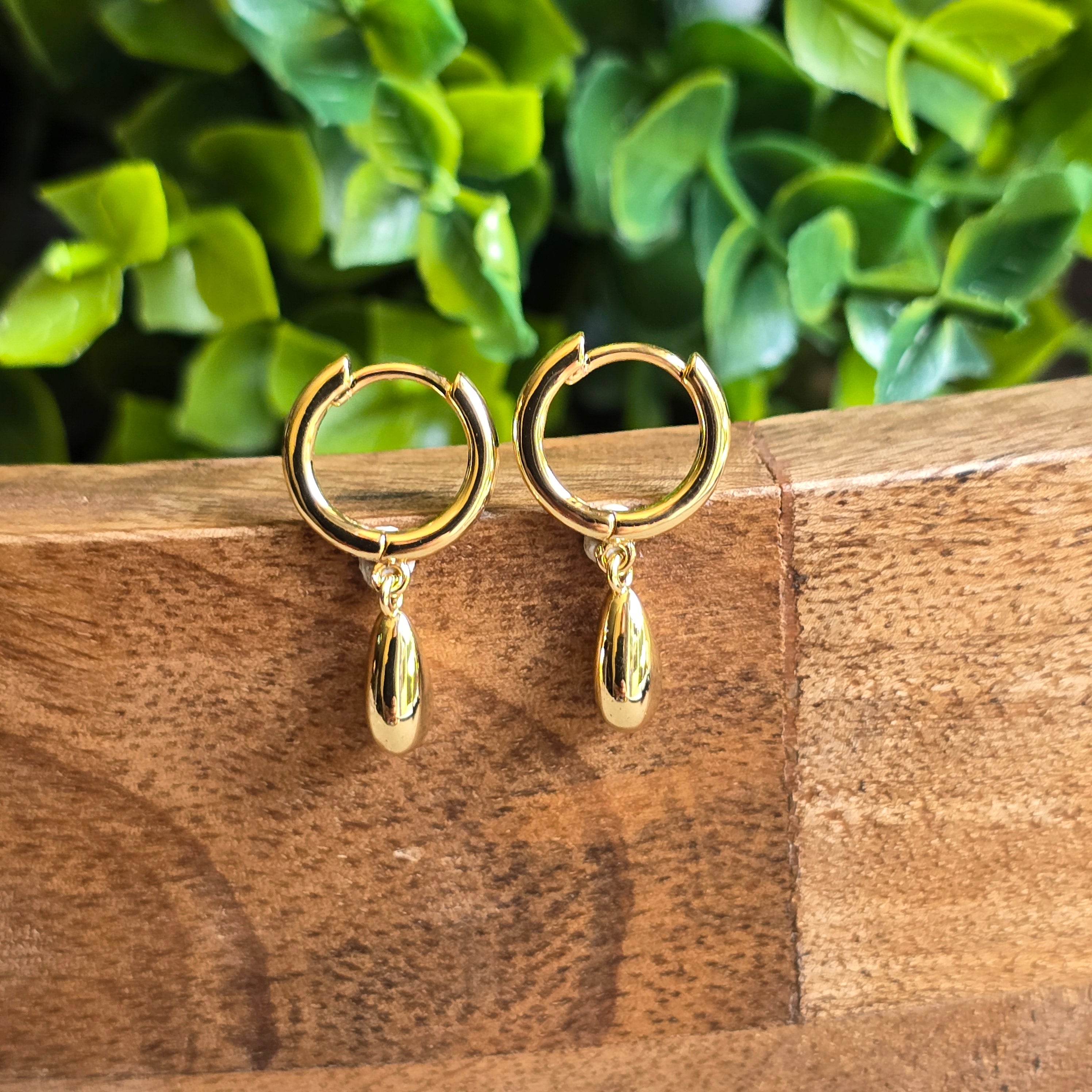 13mm Teardrop Gold Huggies