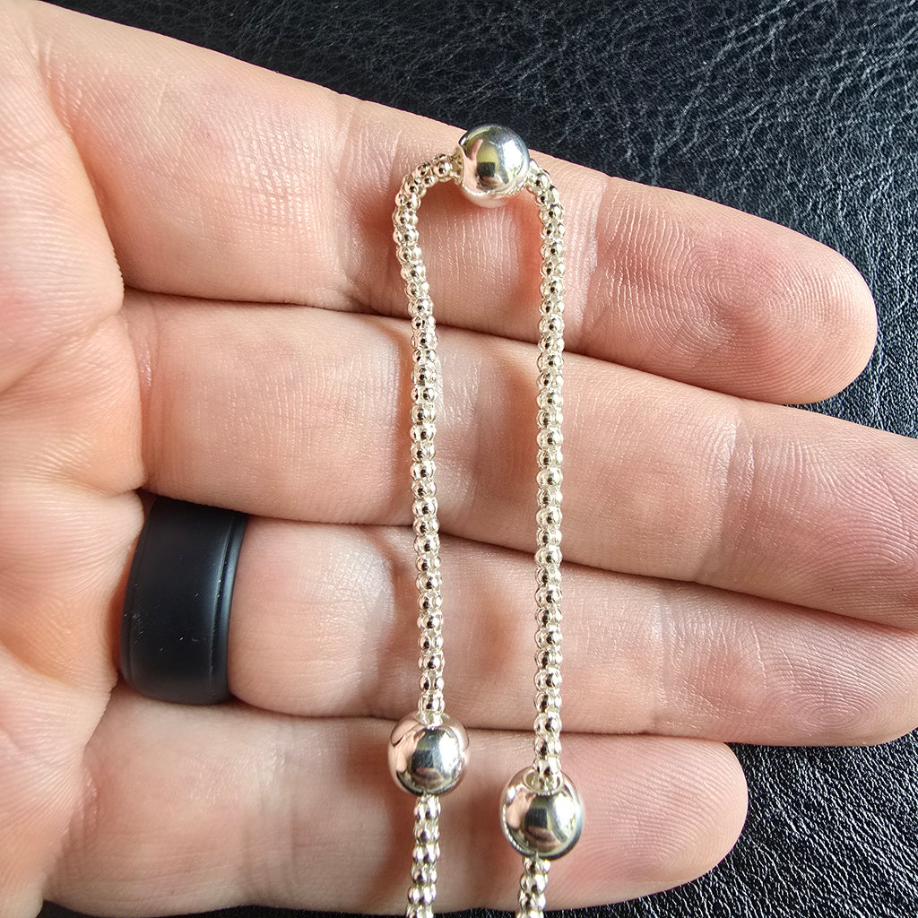 2.3mm Popcorn & Silver Ball Necklace