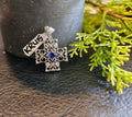 20x20mm Blue Topaz Antique Cross Pendant