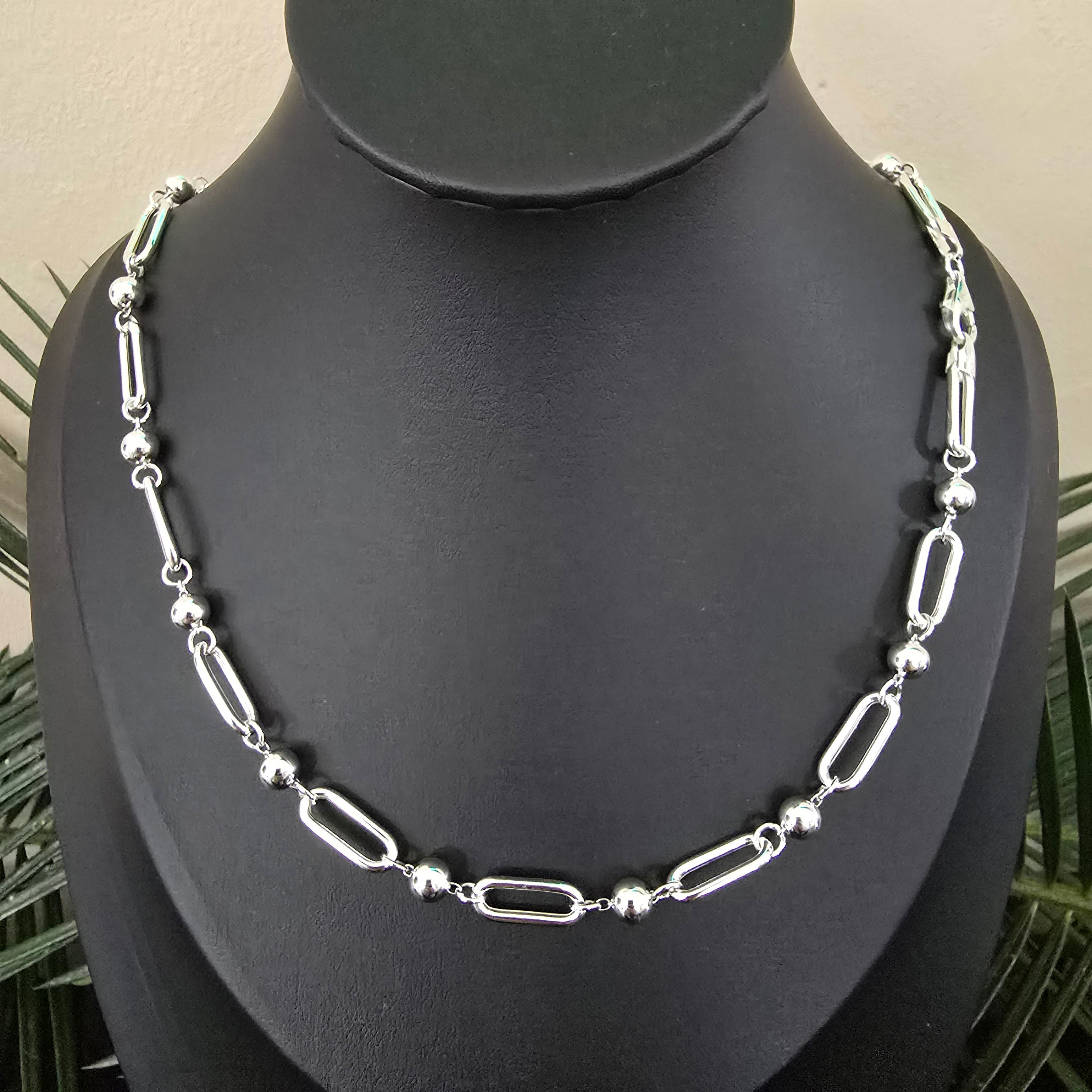 60cm 6mm Ball Paperclip Necklace