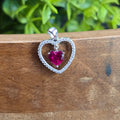 17mm Red Cz Heart Pendant