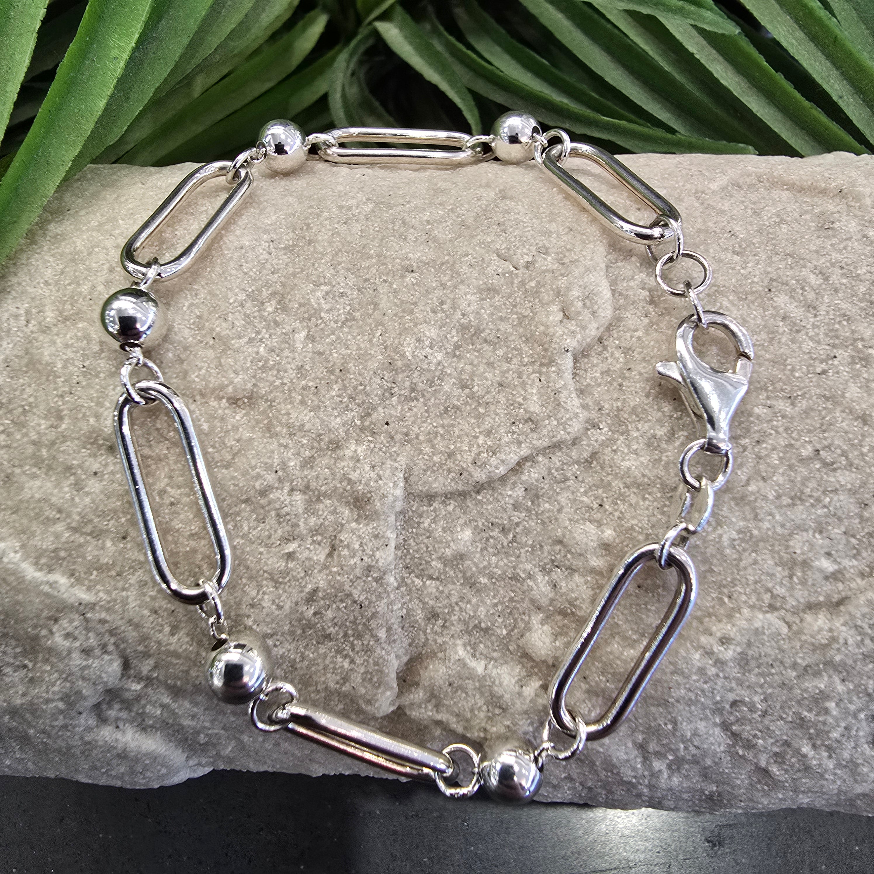 20.5cm Paperclip 6mm Ball Bracelet