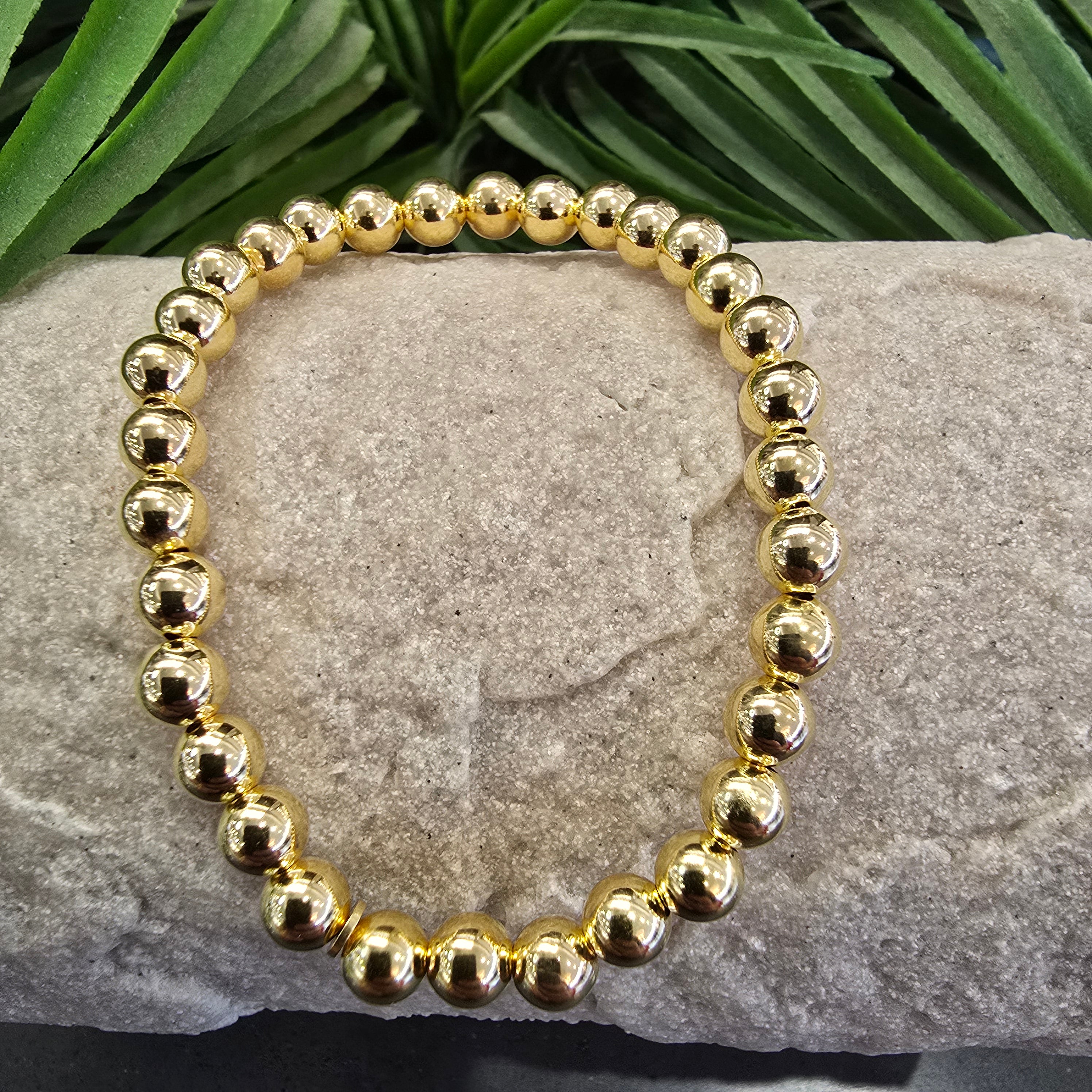 6mm Gold Ball Elastic Bracelet
