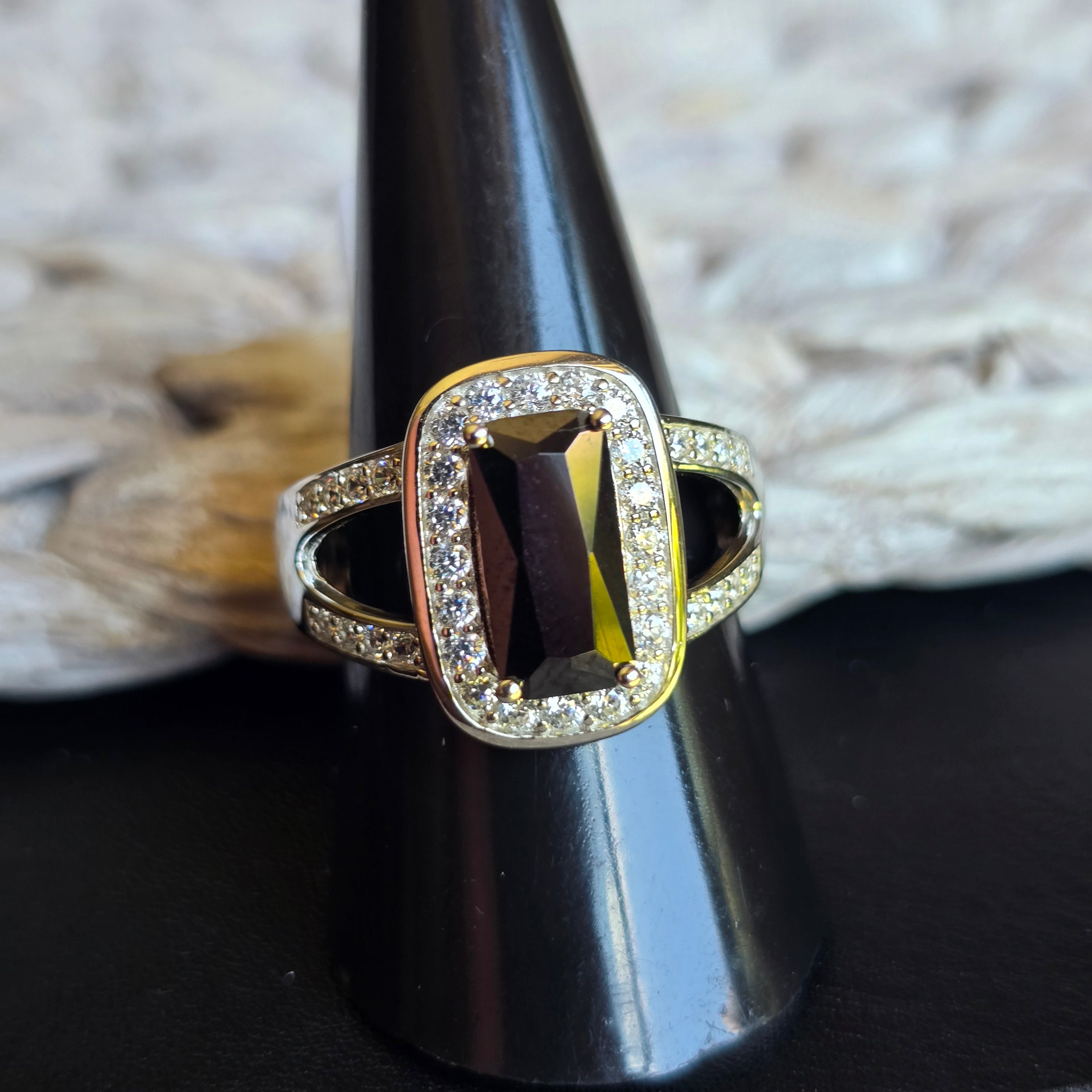 Black Onyx Emerald cut ring