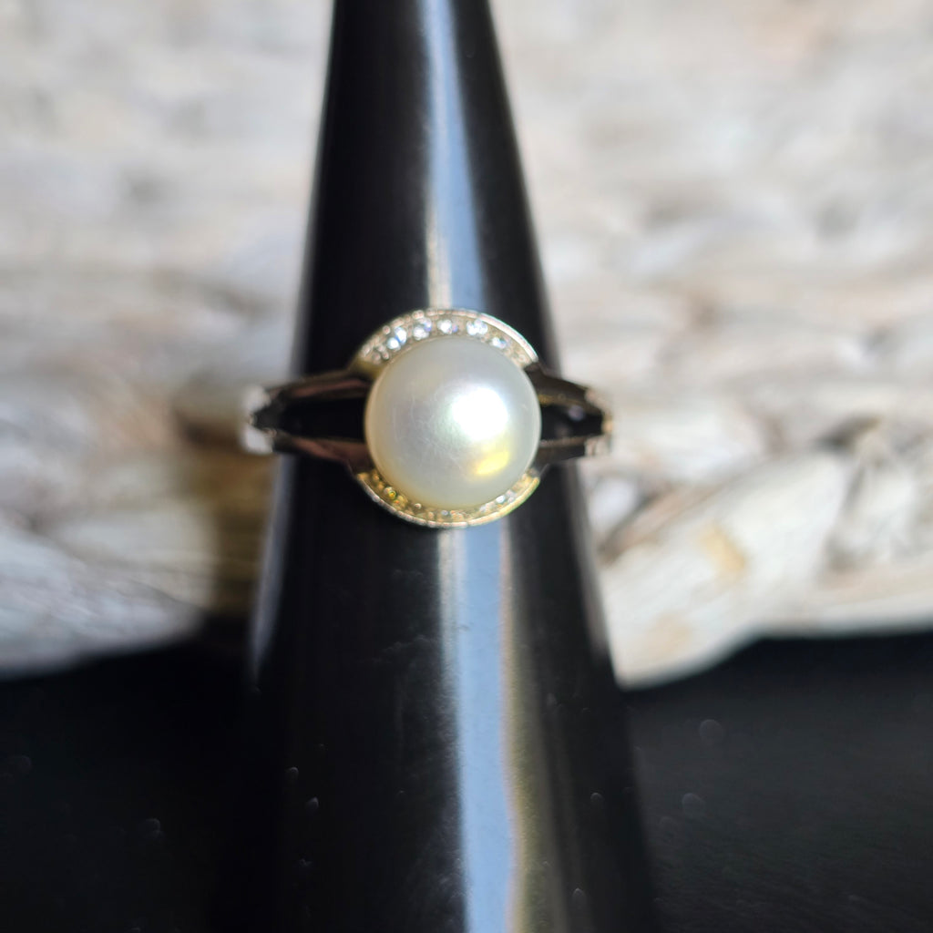 Pearl Half Halo ring