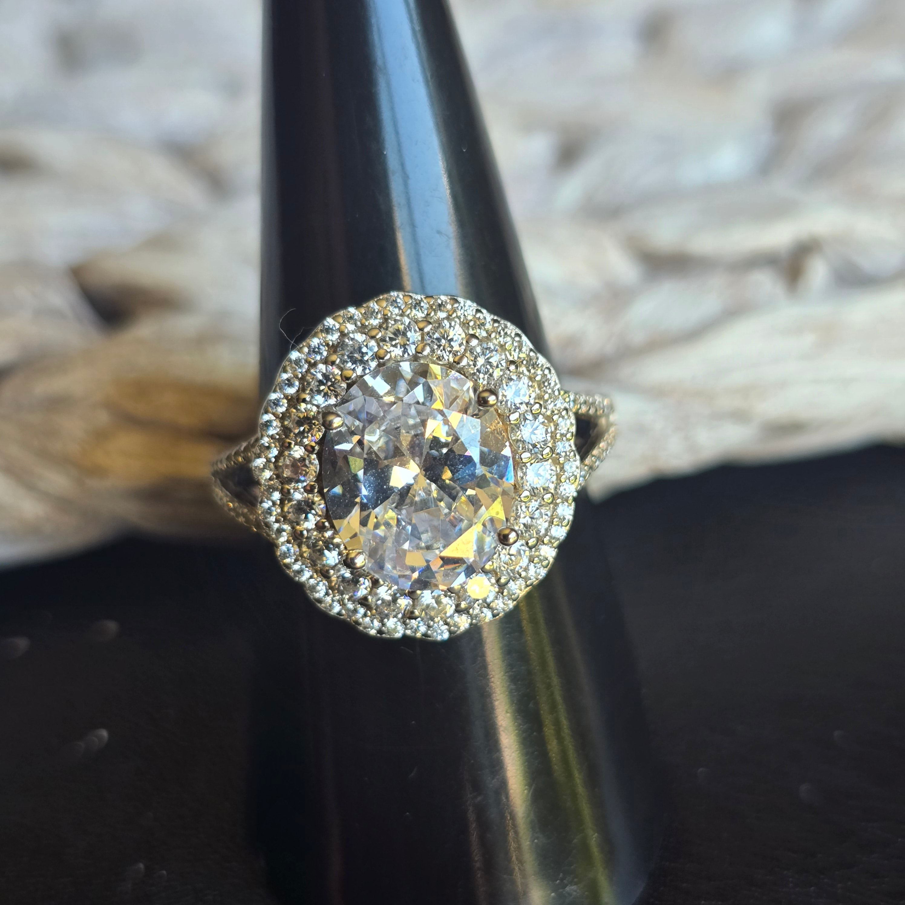 Oval Double Halo Cz ring