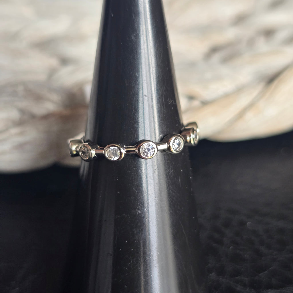Half Round Cz Stack ring