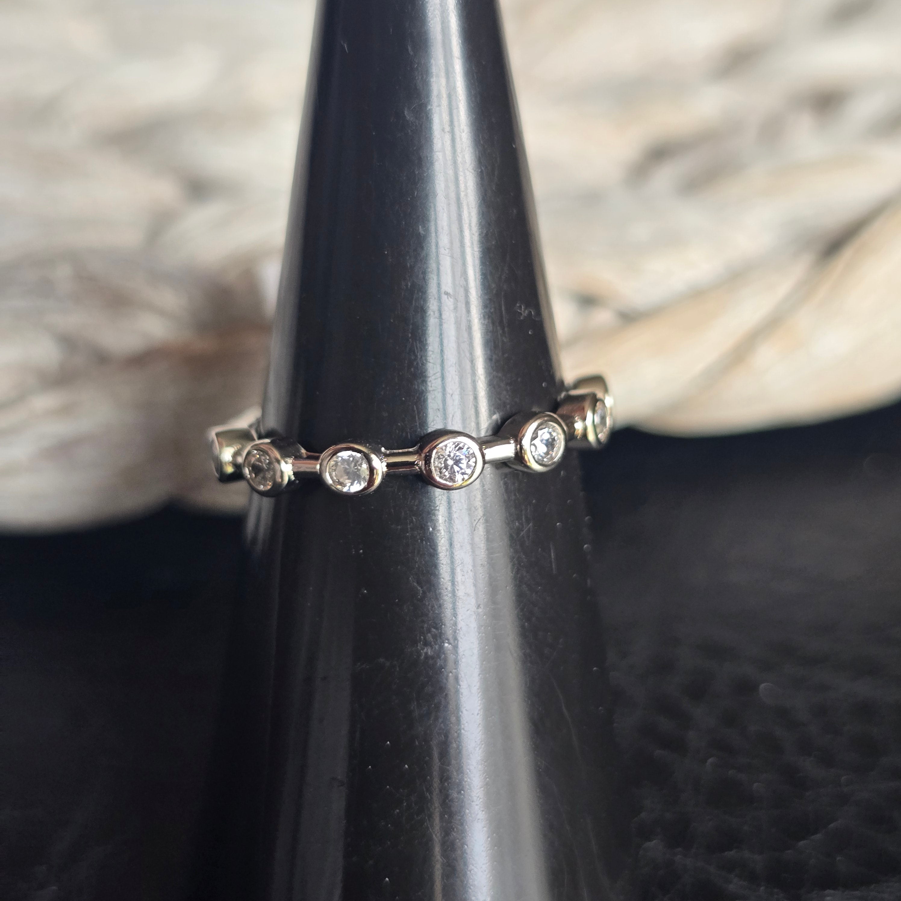 Half Round Cz Stack ring