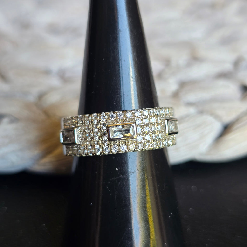Tri Emerald Cut Cz ring