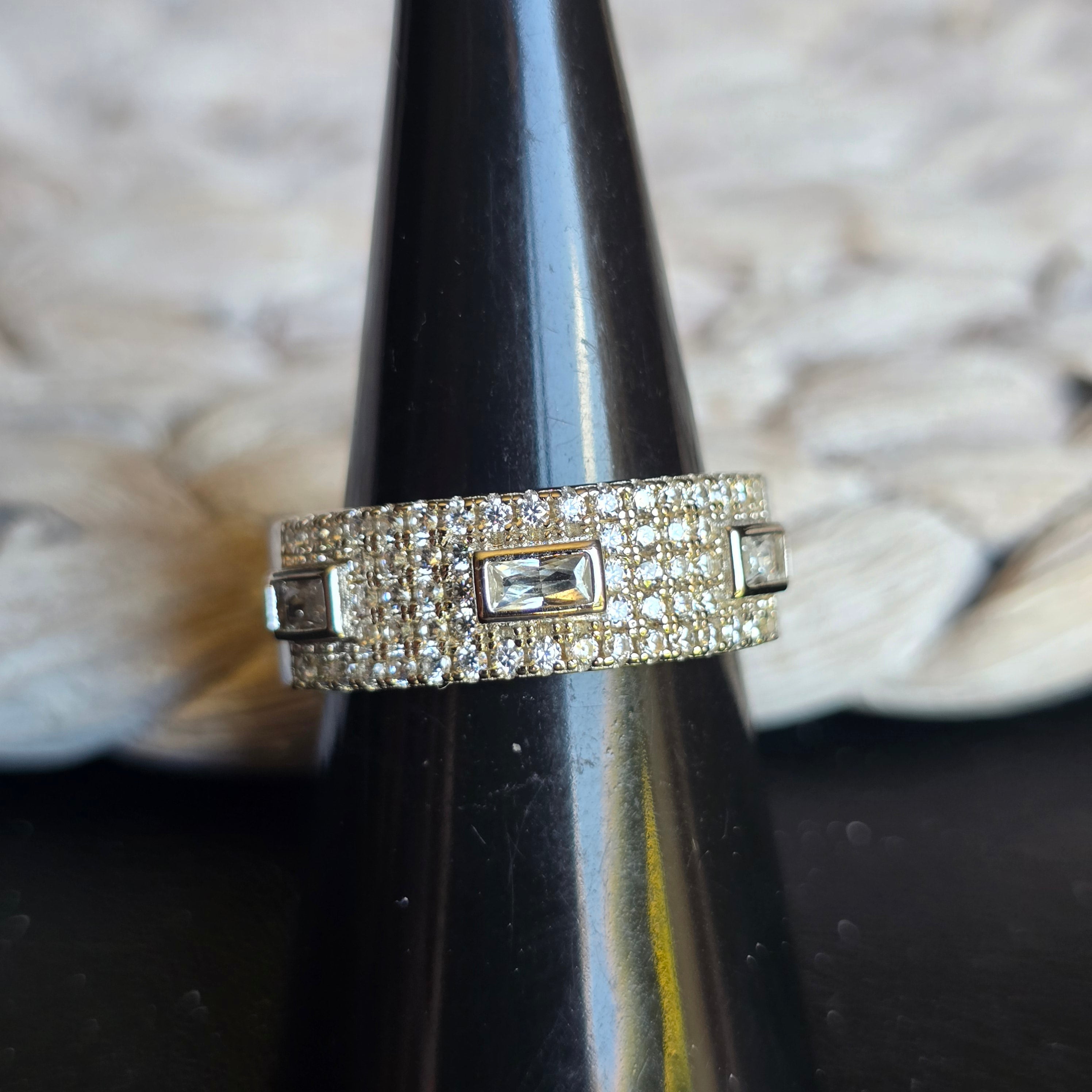 Tri Emerald Cut Cz ring