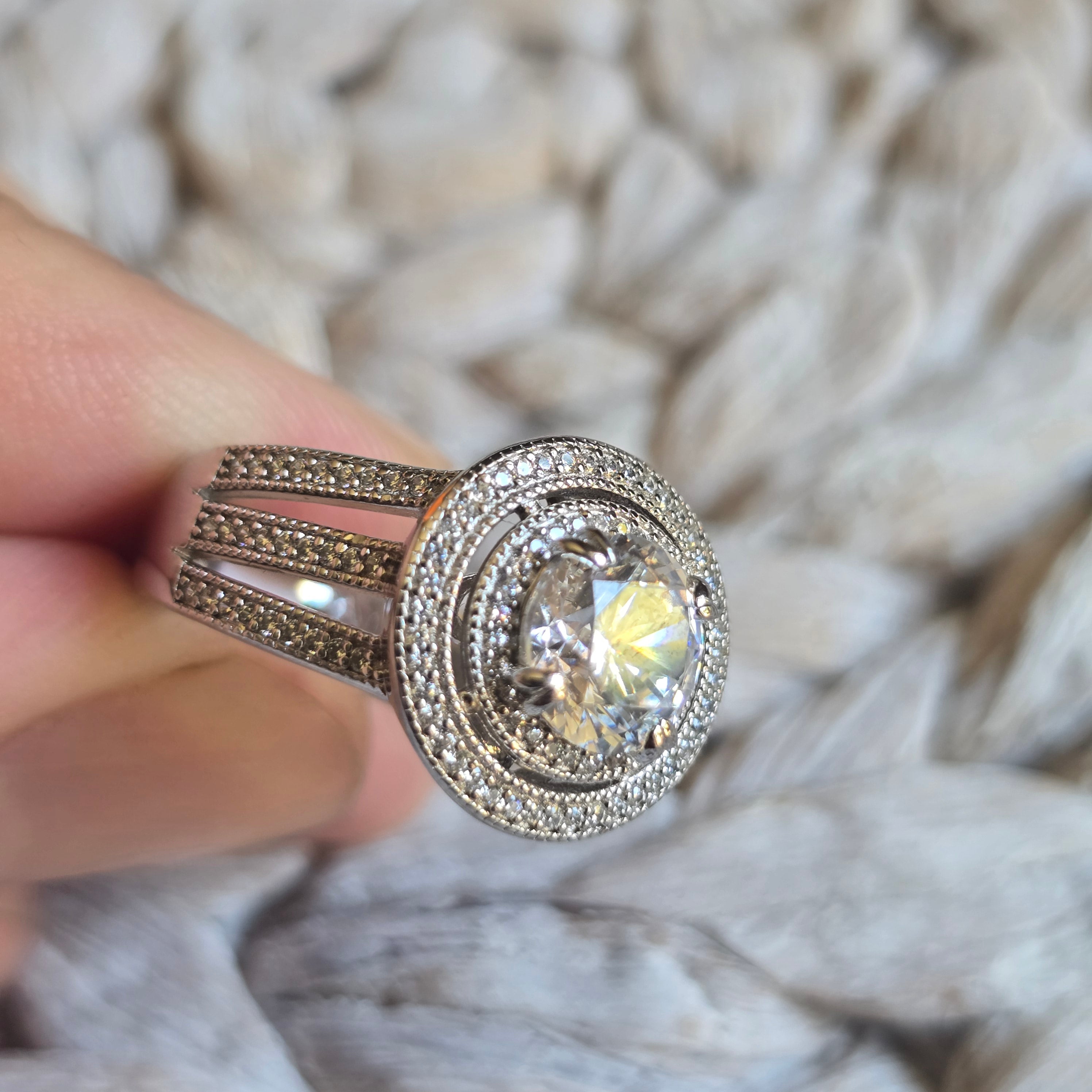Round Double Halo ring