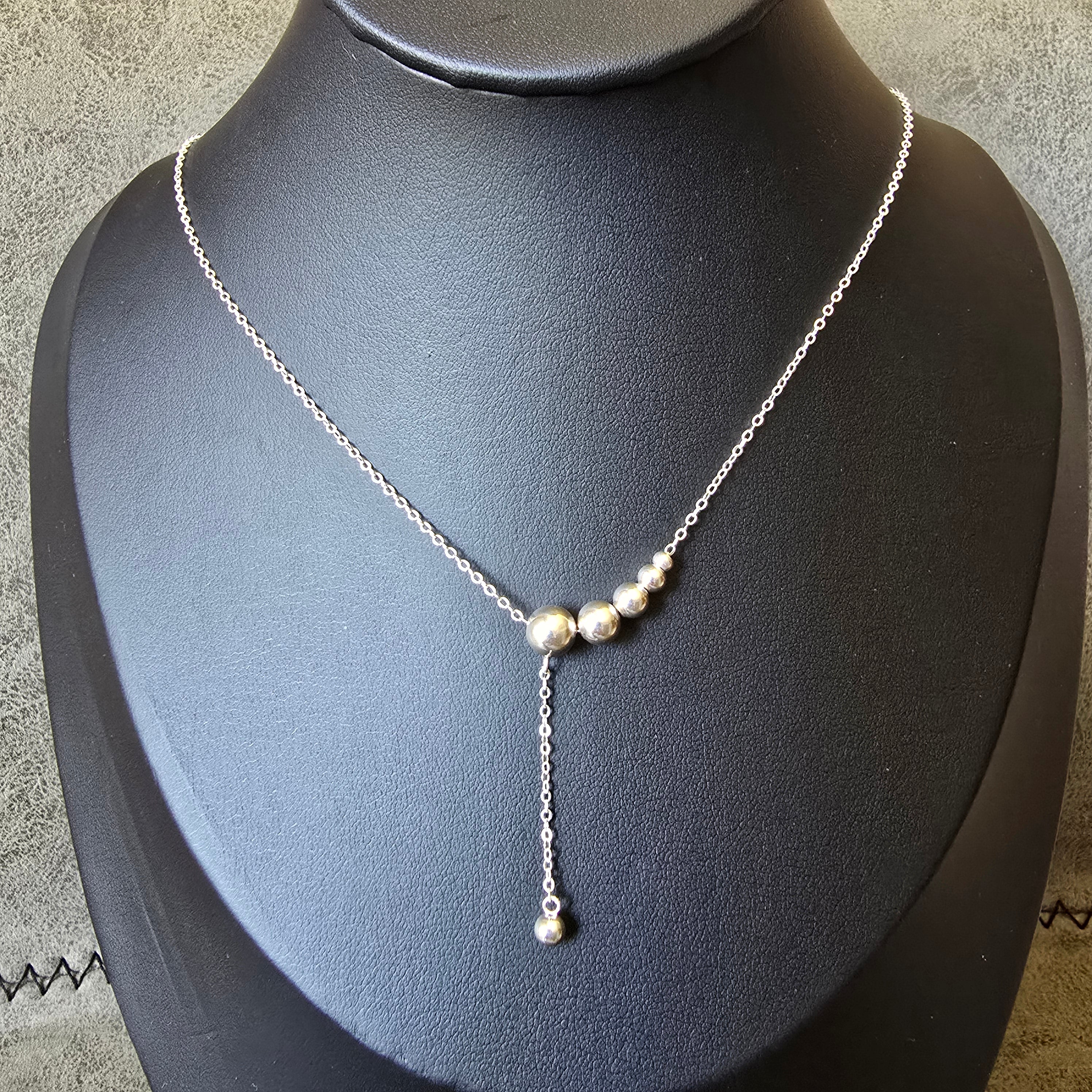 42-45cm Adjustable Silver Ball Necklace