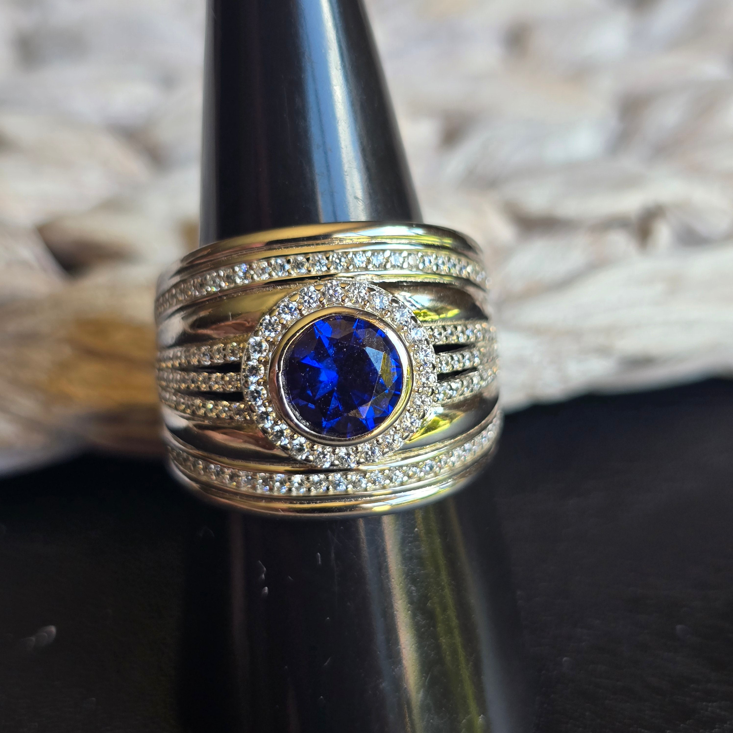 Blue Topaz Round Halo ring