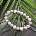 Grey & White Pearl Elastic Bracelet