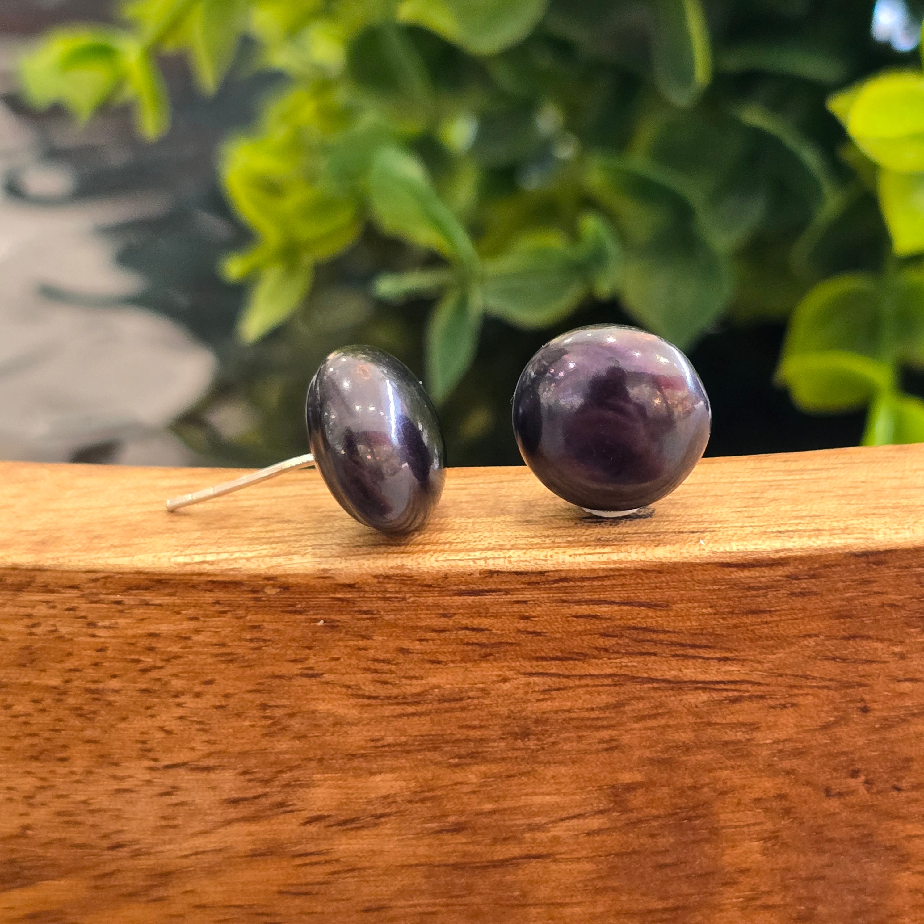 12mm Black Pearl Studs