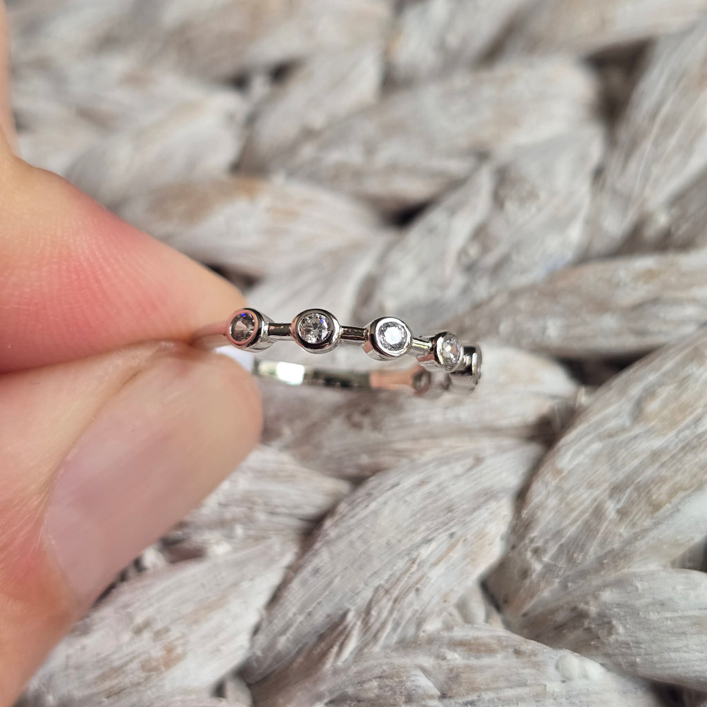 Half Round Cz Stack ring